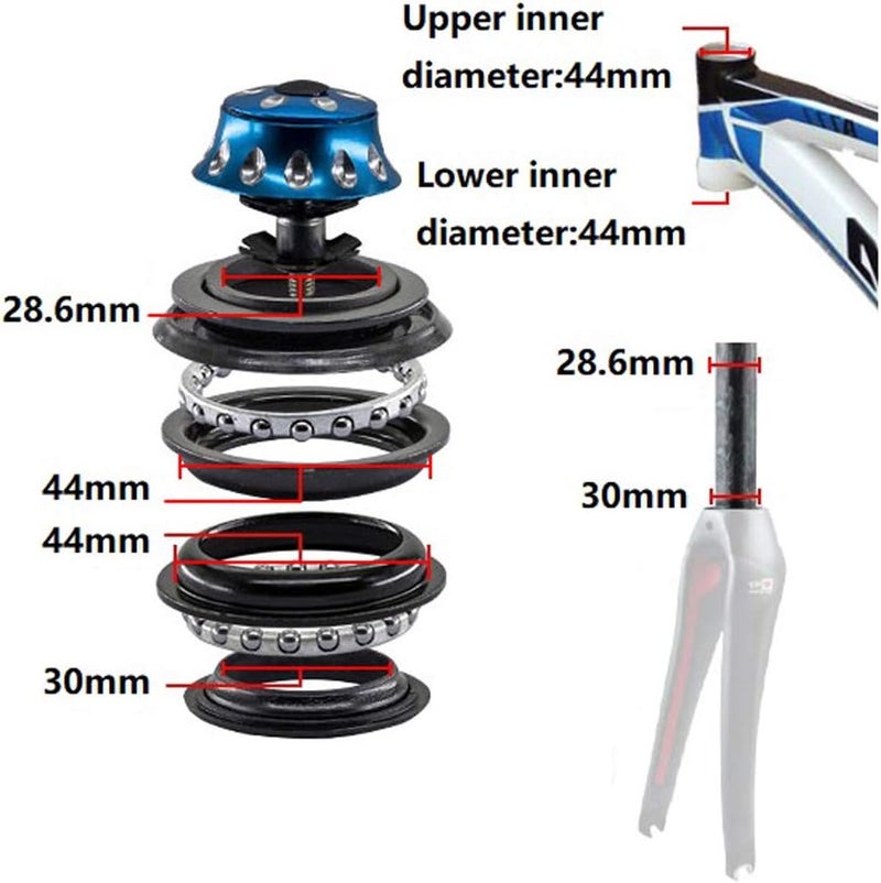 Bicycle Headset Aluminium Alloy Bike Front Fork Stem Headset Replacement Bike Accessory for Most Bike with 44mm Head Tube